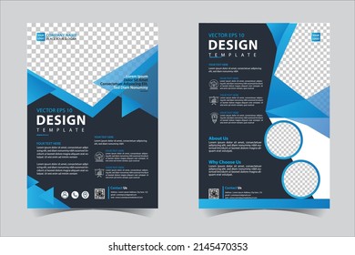 Blue and Black Cover Designs for Annual Report, Brochures, Flyers, Presentations, Leaflet, Magazine A4 Size. Cover template design vector