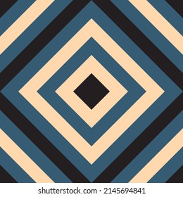 Blue, black, and cream abstract geometric diagonal square background. Vector illustration.