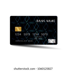 Blue and black credit cards. With inspiration from the abstract line. On white background.Glossy plastic style. Vector illustration design EPS10
