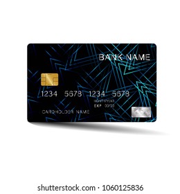 Blue and black credit cards. With inspiration from the abstract line. On white background.Glossy plastic style. Vector illustration design EPS10
