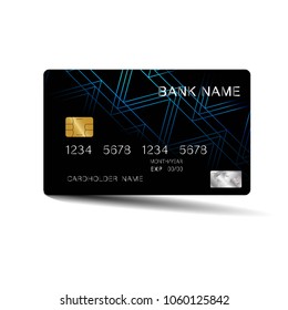 Blue and black credit cards. With inspiration from the abstract line. On white background.Glossy plastic style. Vector illustration design EPS10
