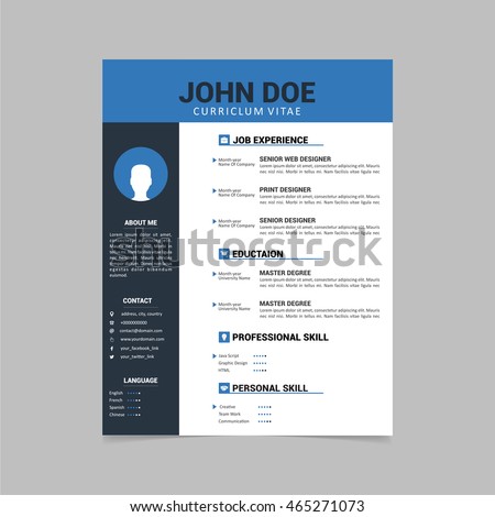 blue black curriculum vitae template design stock vector royalty how to design a curriculum vitae