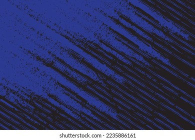 Textura de línea de rayas diagonales azul y negro con fondo detallado de grunge angustiado