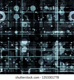 Blue and black digital seamless texture from lines and circles. Abstract vector background for web page, banners backdrop, fabric, home decor, wrapping