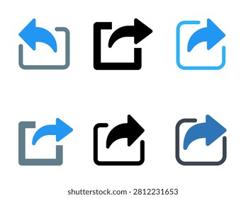 Blue and Black Document Share Outbox Interface Icons Collection