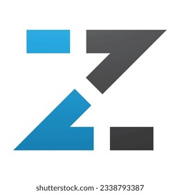 Blue and Black Dotted Line Shaped Letter Z Icon on a White Background