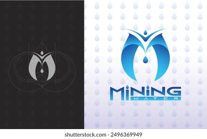gota negra, letra M, icono, Plantilla