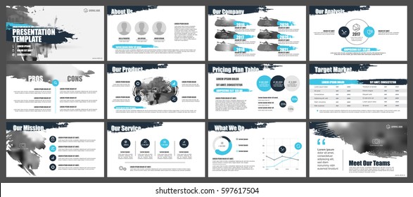 Blue and black elements for Presentation templates on a white background. Use in presentation, flyer and leaflet, corporate report, marketing, advertising, annual report, banner.