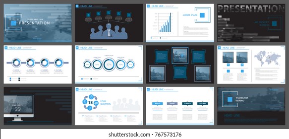 
Blue, black, elements of presentation templates, white, background. Set, slides.Vector infographic. Business presentations, corporate reporting, marketing,advertising,annual report, postcards,banners