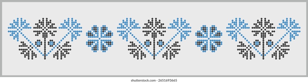Ornamento floral azul e preto em estilo frisado, padrão da região de Dnipro da Ucrânia