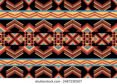 Blue Black geometric ethnic traditional, Blue Black geometric pattern, Native American Indian, Tribal, Vector decoration, Navajo fabric, pattern for carpet, scarf, Vector seamless pattern, Ethnic
