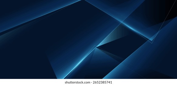 Blue Black geometric on dark background. abstract elegant background vector illustration, banner business product presentations
