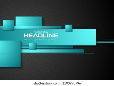 Fondo abstracto de tecnología geométrica azul y negra. Diseño de vectores