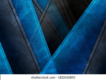 Fondo de fondo gris de material tecnológico geométrico azul y negro. Diseño de vectores