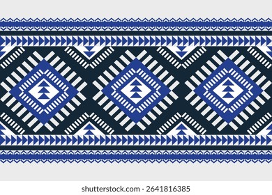 Blue Black Geometry Native American  Ethnic Aztec Pattern Traditional  