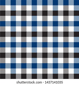 Blue and Black Gingham pattern. Texture from rhombus/squares for - plaid, tablecloths, clothes, shirts, dresses, paper, bedding, blankets, quilts and other textile products. Vector illustration EPS 10