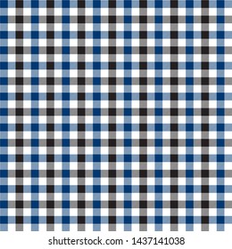 Blue and Black Gingham pattern. Texture from rhombus/squares for - plaid, tablecloths, clothes, shirts, dresses, paper, bedding, blankets, quilts and other textile products. Vector illustration EPS 10