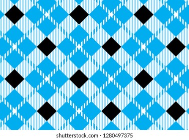 Blue and black Gingham pattern.Texture from rhombus for - plaid,tablecloths,shirts,dresses,paper,bedding,blankets,quilts and other textile products.Vector illustration. - Vector