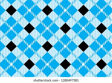Blue and black Gingham pattern.Texture from rhombus for - plaid,tablecloths,shirts,dresses,paper,bedding,blankets,quilts and other textile products.Vector illustration. - Vector