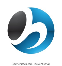 Blue and Black Glossy Circle Shaped Letter H Icon on a White Background