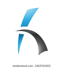 Blue and Black Glossy Letter H Icon with Spiky Lines on a White Background