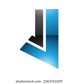 Blue and Black Glossy Letter J Icon with Straight Lines on a White Background