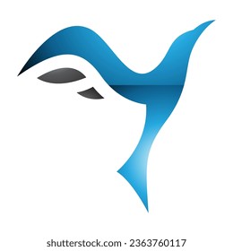 Blue and Black Glossy Rising Bird Shaped Letter Y Icon on a White Background