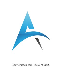 Blue and Black Glossy Spiky Arch Shaped Letter A Icon on a White Background