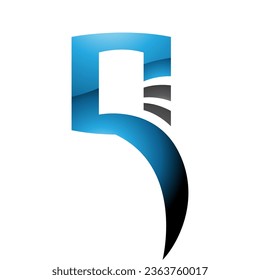 Blue and Black Glossy Square Shaped Letter Q Icon on a White Background