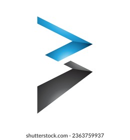 Blue and Black Glossy Zigzag Shaped Letter B Icon on a White Background