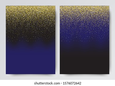 Blue black with gold sequins background. Set of 2 backgrounds.