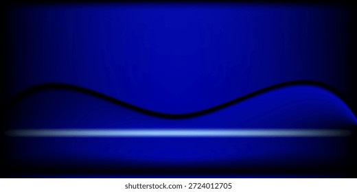 Fundo de gradiente azul e preto. Fundo de estúdio azul escuro. Design limpo para exibir o produto. Espaço para a venda de produtos no site. Ilustração vetorial.

