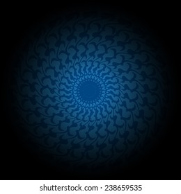 Blue and black gradient Circle lace ornament. Vector round ornamental geometric pattern