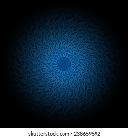 Blue and black gradient Circle lace ornament. Vector round ornamental geometric pattern