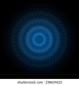 Blue and black gradient Circle lace ornament. Vector round ornamental geometric pattern