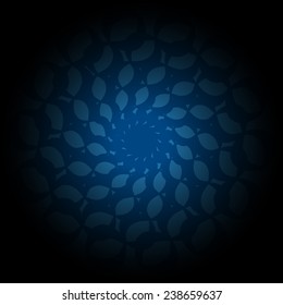 Blue and black gradient Circle lace ornament. Vector round ornamental geometric pattern