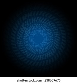 Blue and black gradient Circle lace ornament. Vector round ornamental geometric pattern