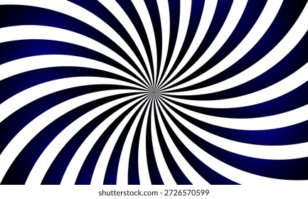 Fondo de efecto sunbrust retro degradado azul y negro. Composición dinámica moderna de líneas de remolino con un punto central en el medio.