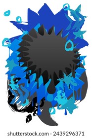 Blue and Black Graffiti speech bubble. Abstract modern Messaging sign street art decoration, Discussion icon performed in urban painting style.