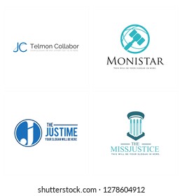 blue black gray letter mark initials LC symbol hammer letter J circle line column logo design concept suitable for court architecture justice law    