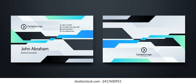 Vector azul negro y verde formas abstractas modernas de la plantilla de la tarjeta empresarial