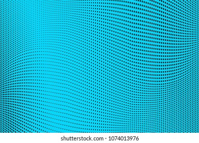 Blue black halftone pattern. Gradient polka dots background. Modern vector illustration. Abstract curves. Points backdrop. Dotted spotted pattern. Monochrome template for web design