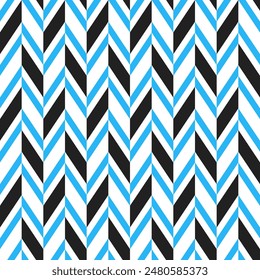 Blue and black herringbone pattern. Herringbone vector pattern. Seamless geometric pattern for clothing, wrapping paper, backdrop, background, gift card.