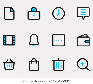 Blue and black icon set