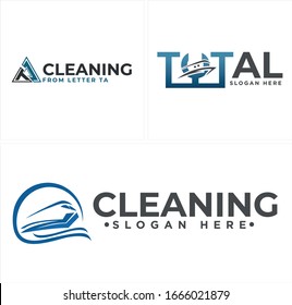Símbolo azul negro símbolo triángulo inicial barco moderno diseño de logotipo adecuado para limpiar mantenimiento barco servicio de transporte de negocios de vacaciones de la empresa de turismo