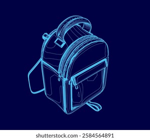 A blue black image of a camera bag with a strap. The bag is designed to be a small, compact case for a camera