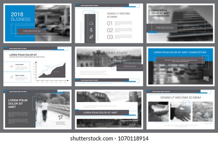 Blue and black infographic design elements for presentation slide templates. Company report concept can be used for annual report, marketing, advertising, flyer and banner design