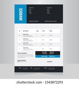 Blue And black invoice design template