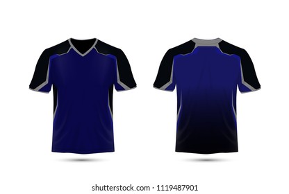 Blue and black layout e-sport t-shirt design template