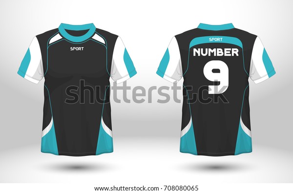 Blue Black Layout Football Sport Tshirt Stock Vector (Royalty Free ...